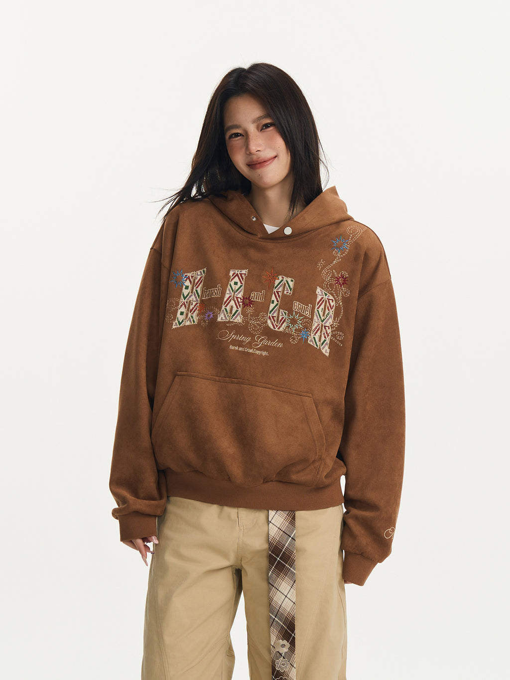 Suede Patchwork Hoodie