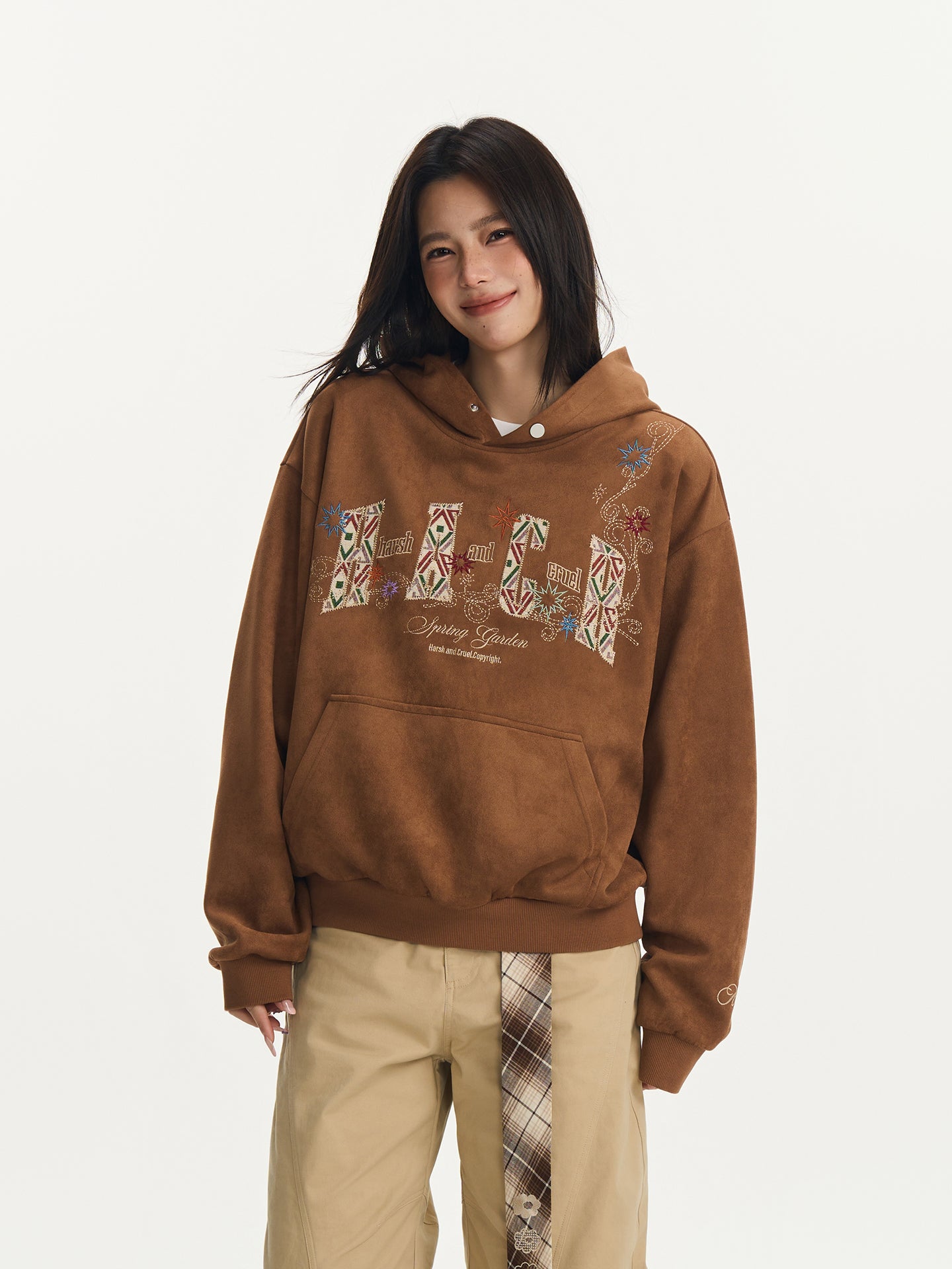 Suede Patchwork Hoodie