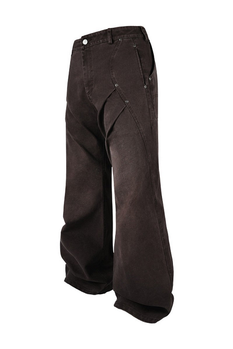 Washed Pleated Work Pants