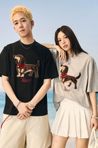 Suede Dog Towel Patch T-Shirt