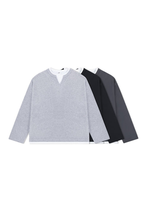 Waffle Layered Henley Long Sleeve