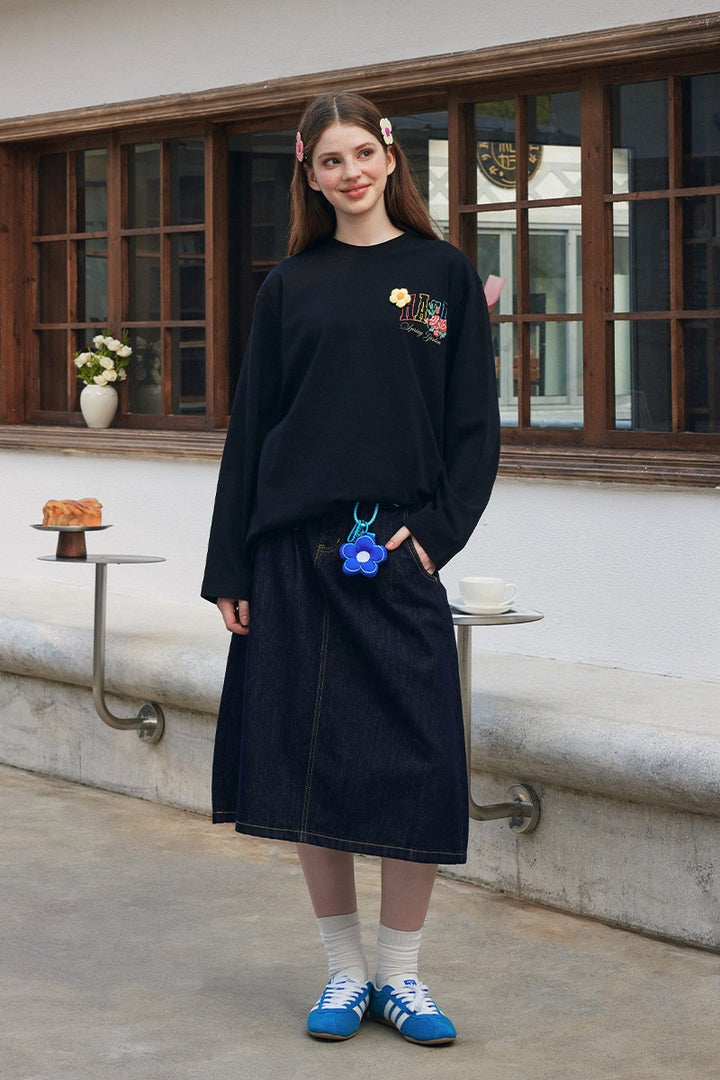Yarn Flower Embroidery Tee
