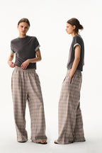 Leather Panel Straight Pants
