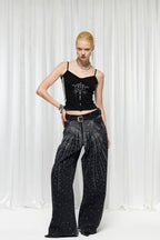Starry Rhinestone Wide Leg Jeans