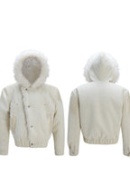 Colorblock Faux Mink Hooded Jacket