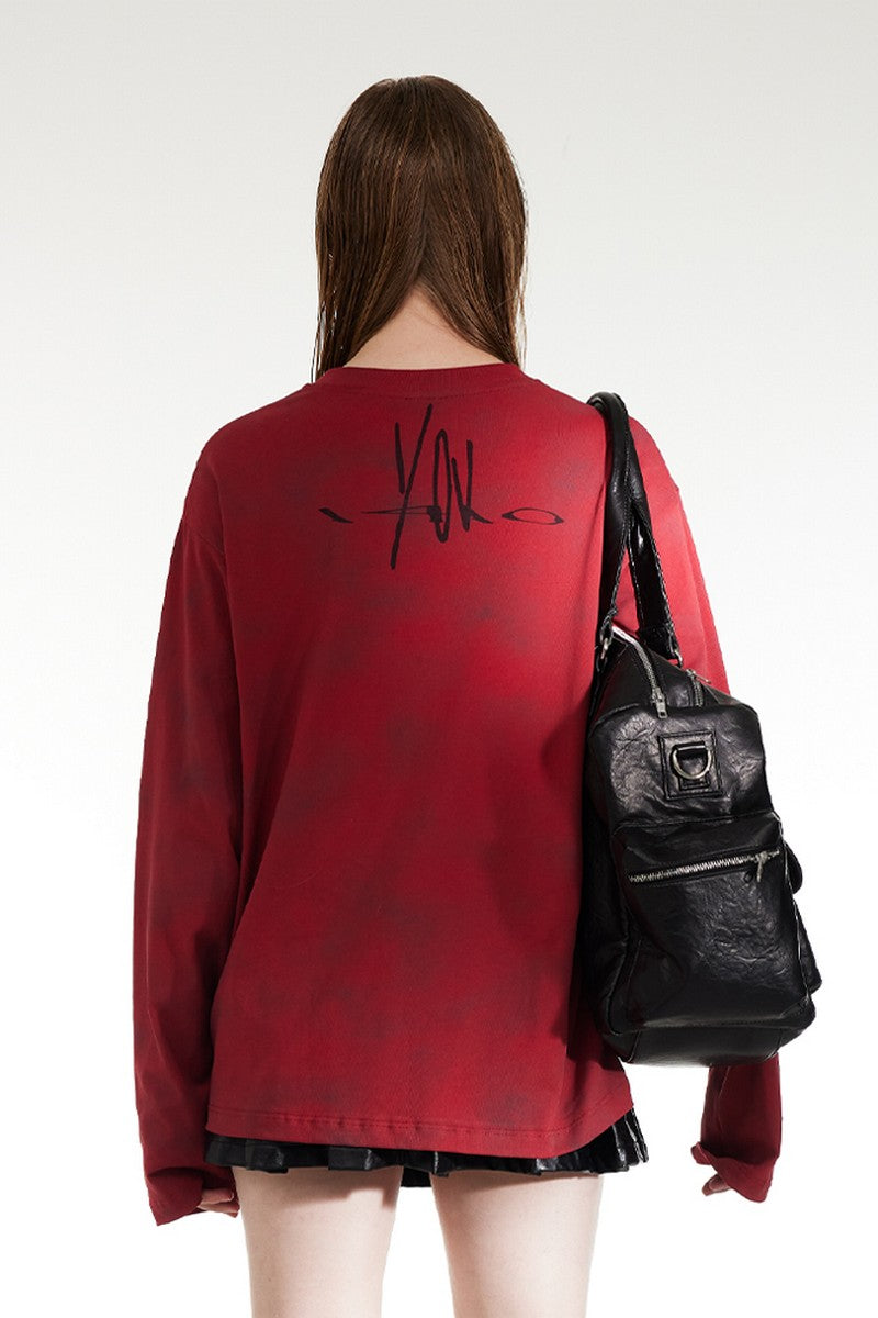 Hate Red Loose Long Sleeve