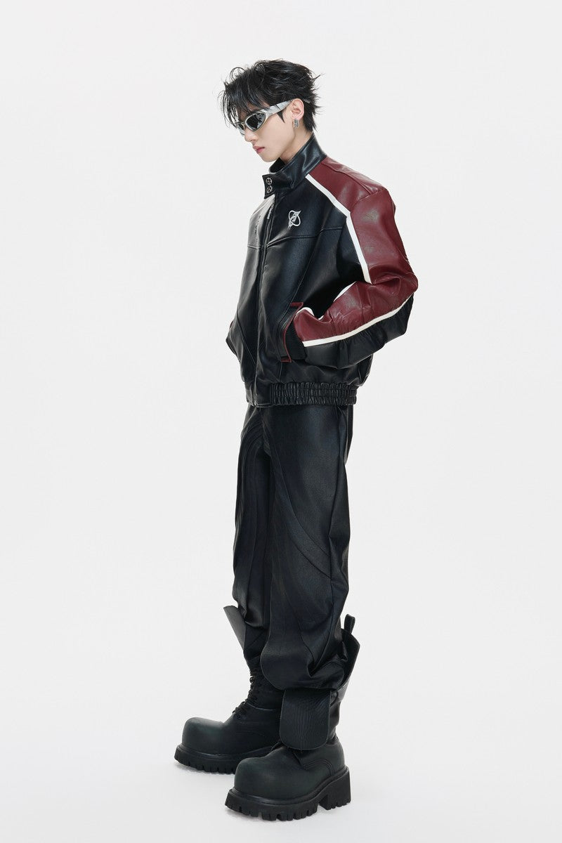 Embroidered Crest Biker Jacket