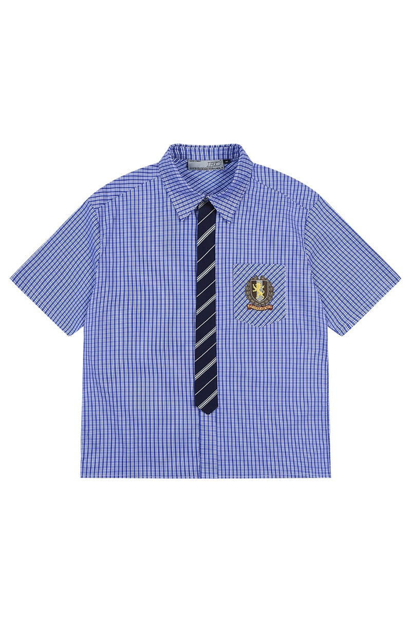 Plaid Tie Layered Shirt