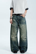 Patched Washed Vintage Jeans