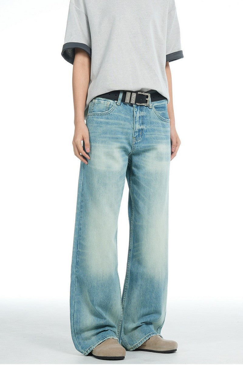 Washed Blue Straight Jeans