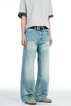 Washed Blue Straight Jeans