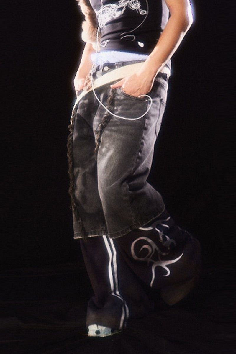 Reaper Feather Denim Shorts