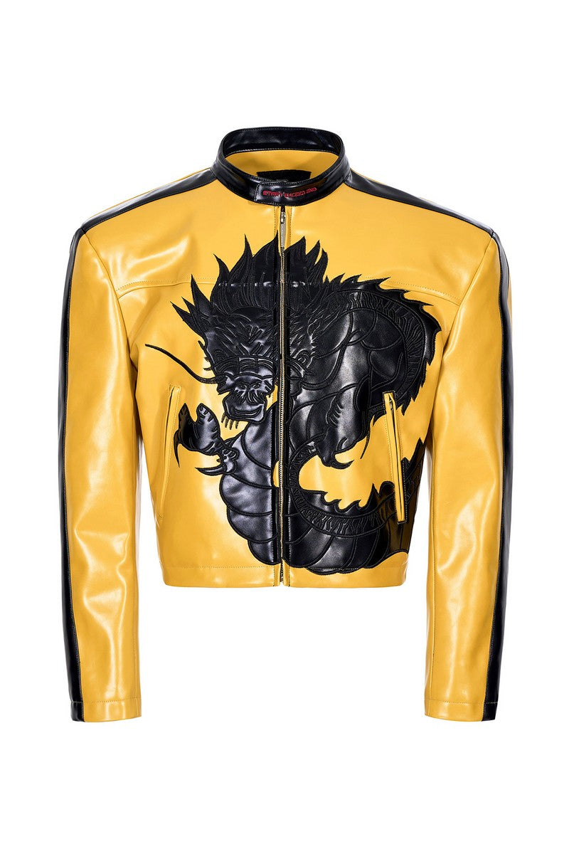 Embroidered Dragon Moto Jacket
