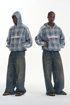 Plaid Panel Pullover Sweatshirt