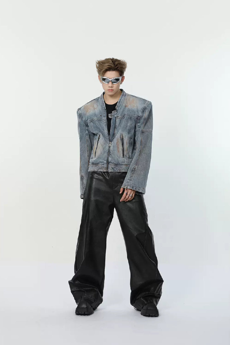 Distressed Cropped Denim Jacket