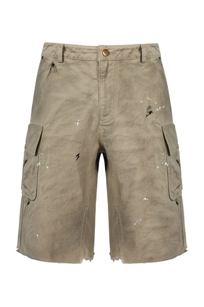 Distressed Dirty Wash Cargo Shorts