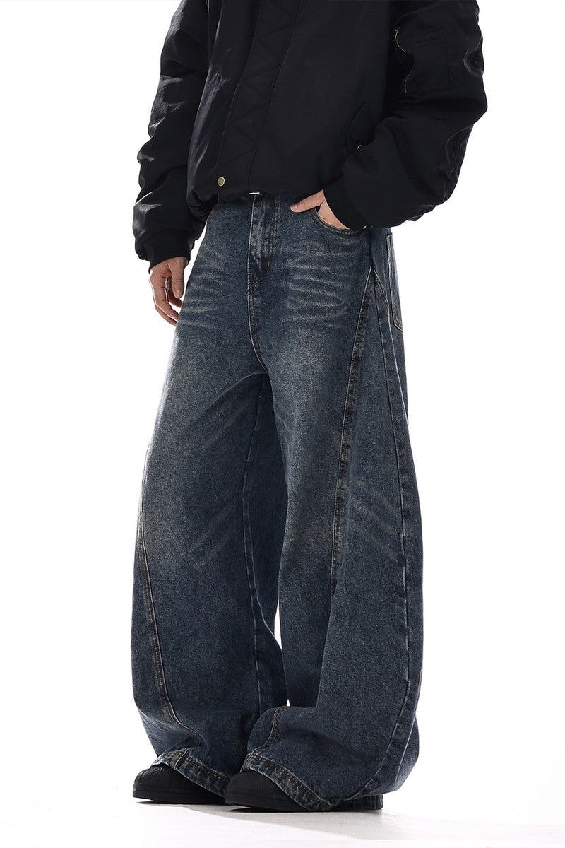 Vintage Washed Blade Wide Jeans