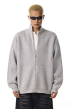 Grey Zip Knit Cardigan