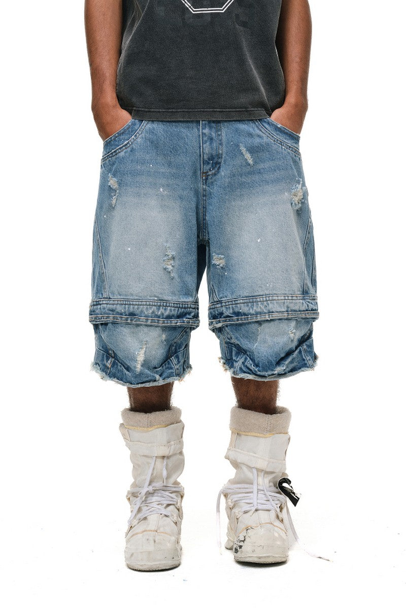 Paint Splatter Denim Shorts