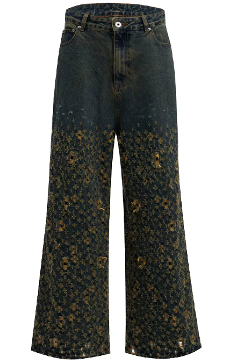 Vintage Distressed Straight Jeans