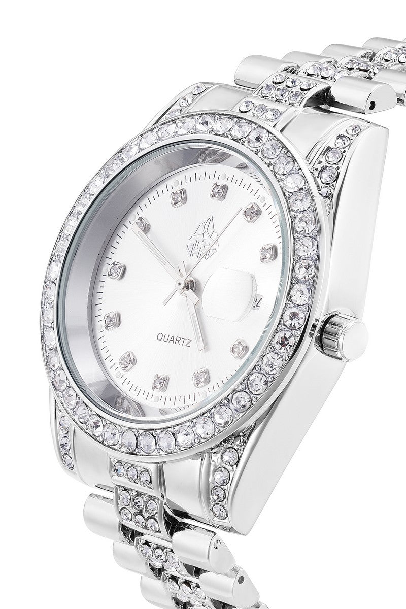 Diamond Pave Date Watch