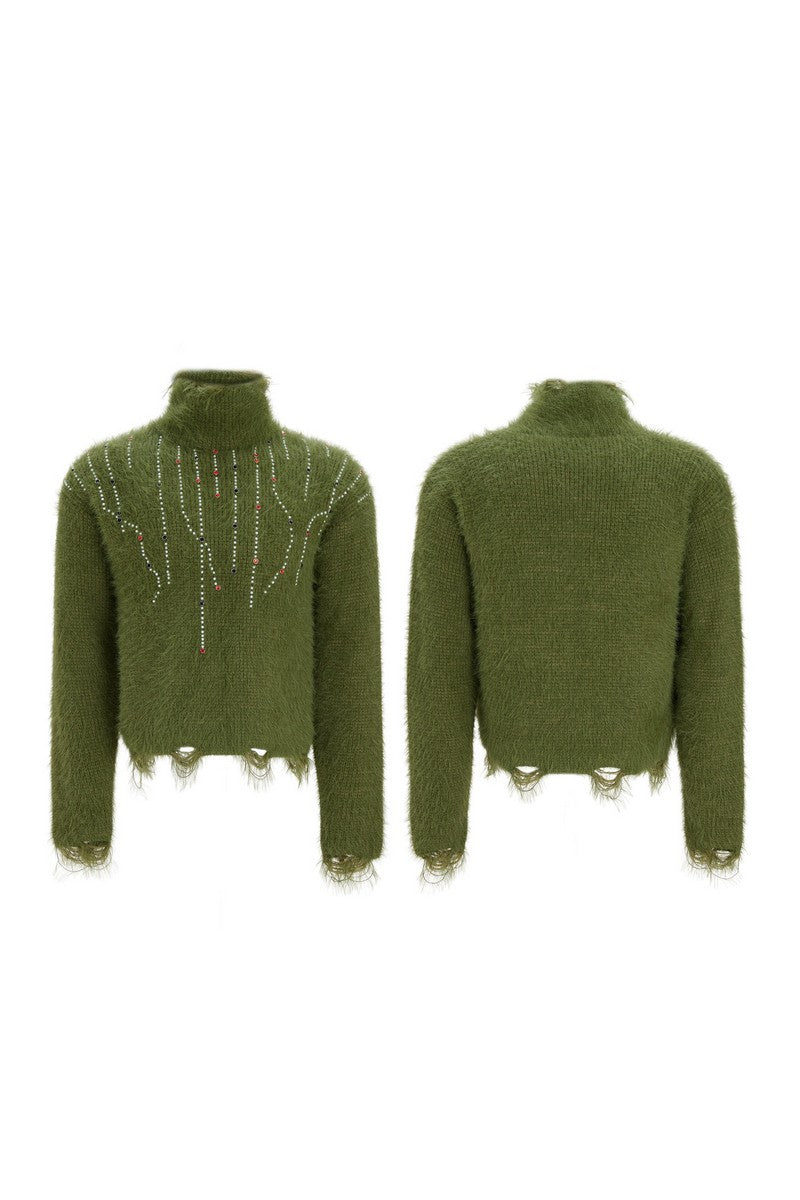 Embellished Cyber Turtleneck Sweater