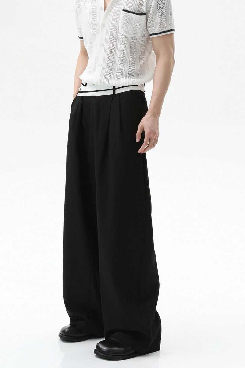 Asymmetrical Waist Pleated Trousers