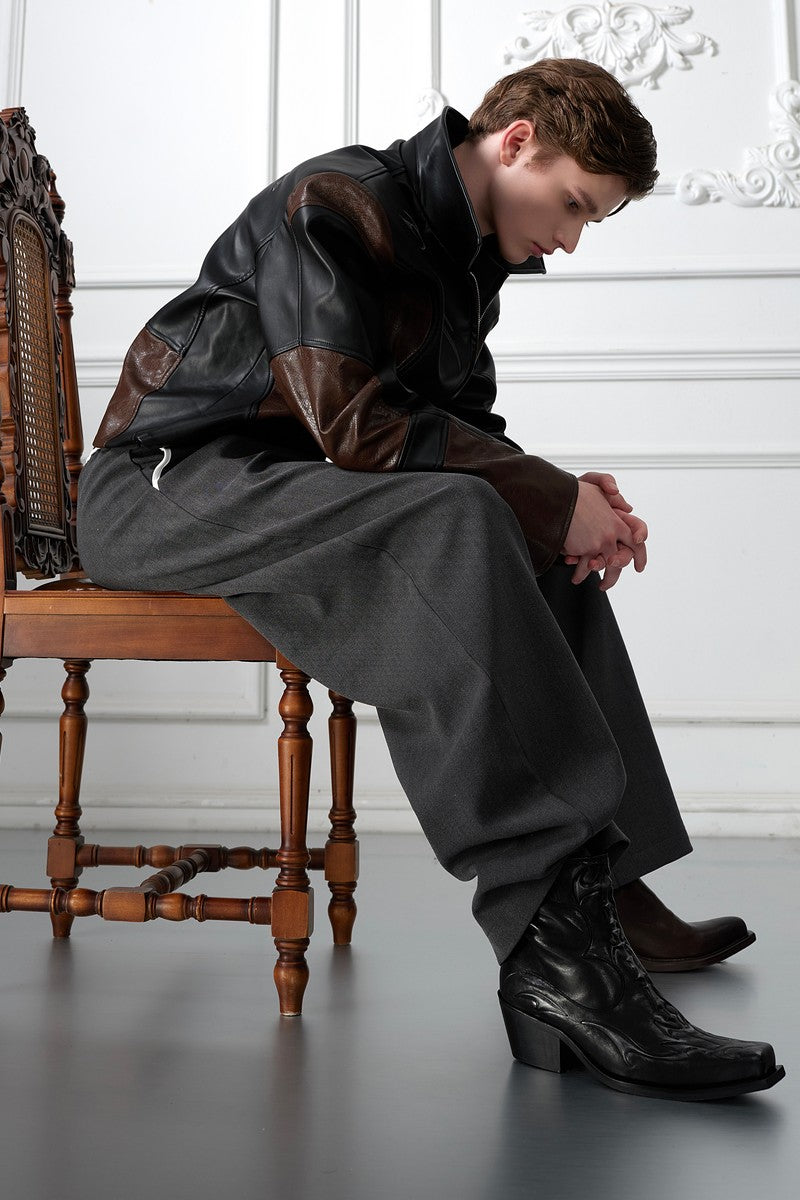 Embossed Spine Leather Chelsea Boots