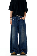 Creased Blade Wide Jeans