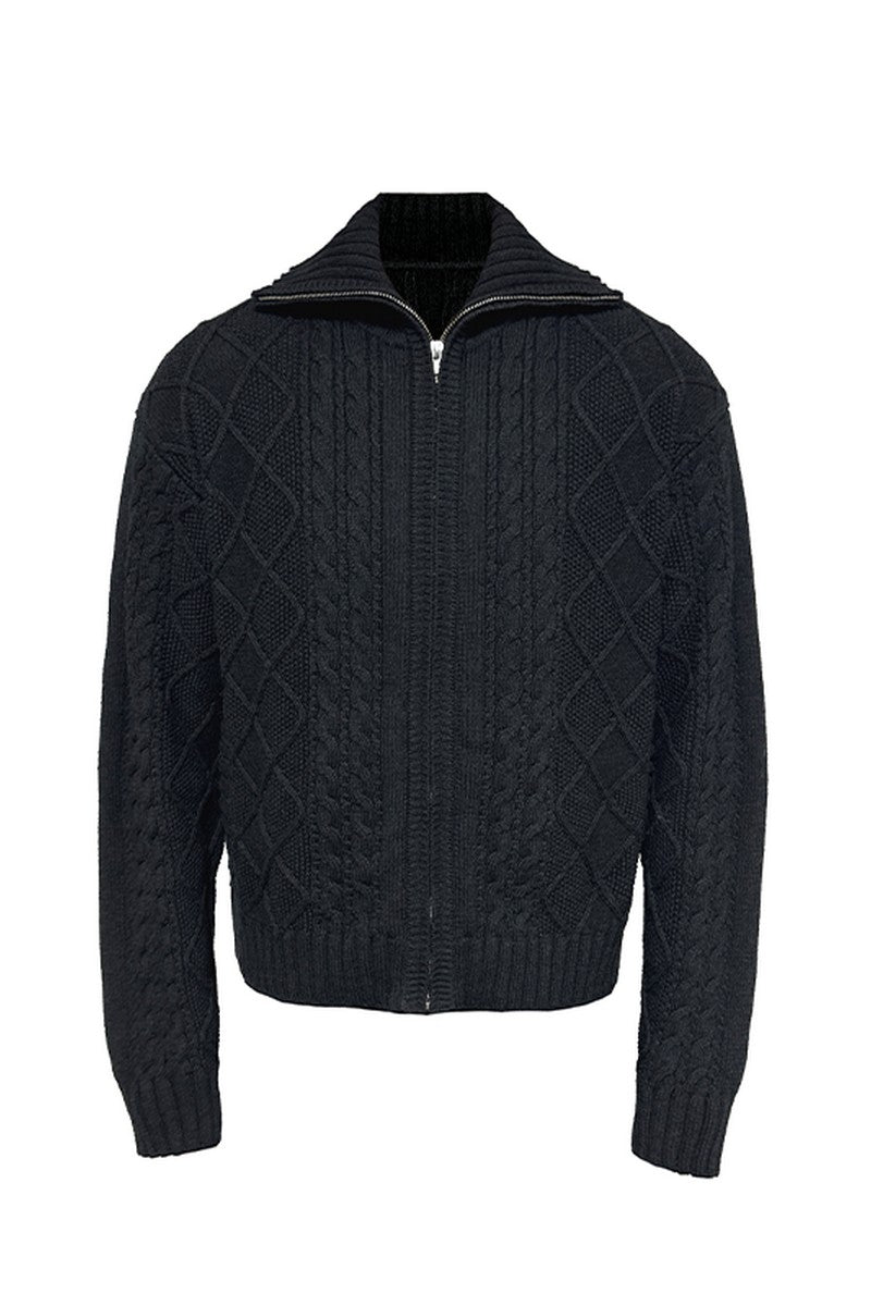 Jacquard Diamond Knit Turtleneck