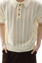 Textured Vintage Knit Polo Tee