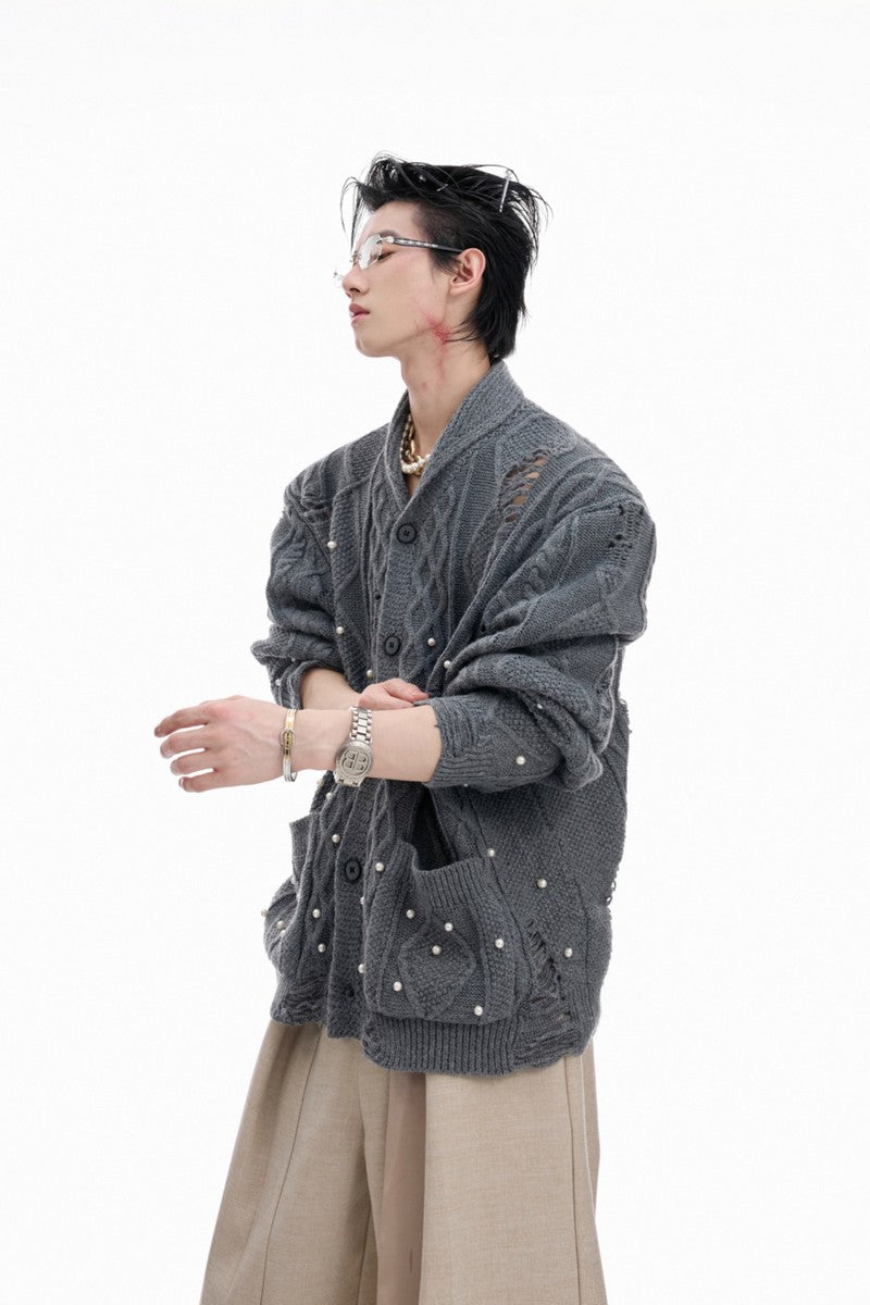 Pearl Knit Hollow Cardigan