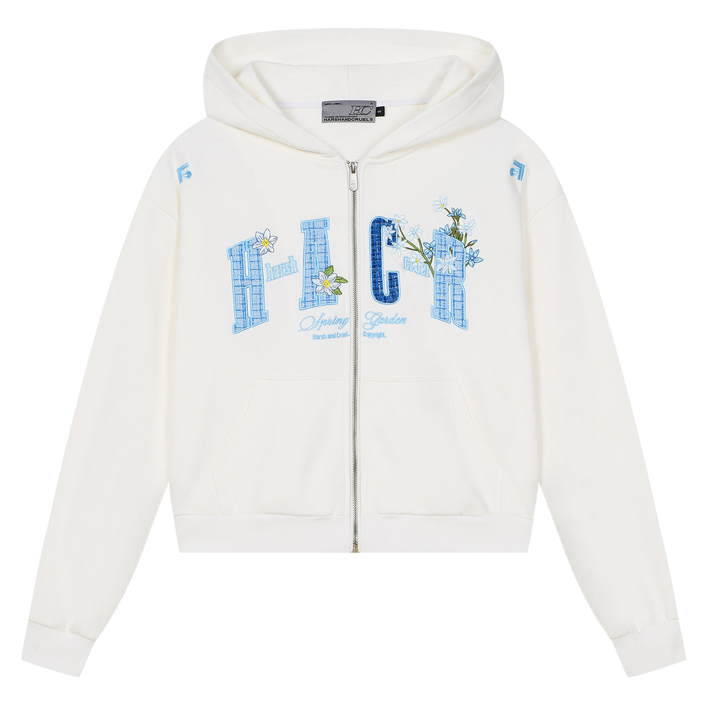 Flower Patchwork Zip Hoodie
