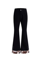 Cow Print Layered Flared Trousers