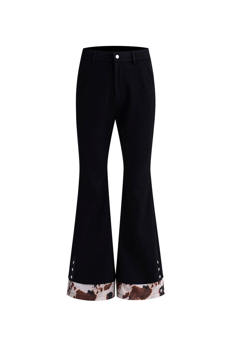 Cow Print Layered Flared Trousers