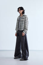 Badge Plaid Hooded Shirt
