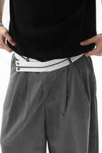 Asymmetrical Waist Pleated Trousers