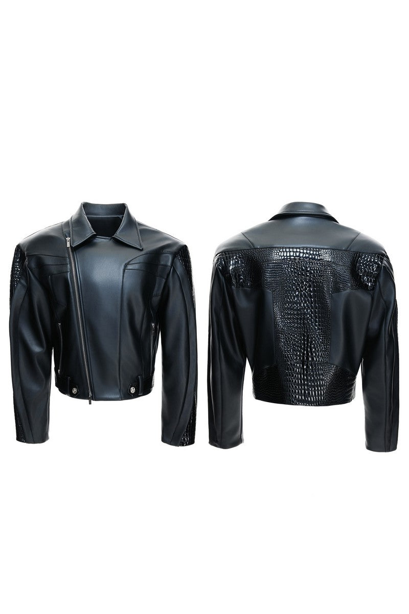 Crocodile Pattern Moto Jacket
