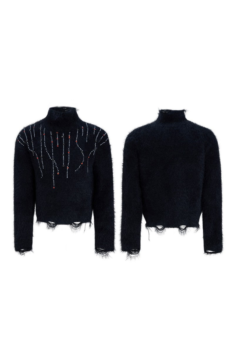 Embellished Cyber Turtleneck Sweater