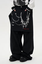 Detachable Drape Wide Leg Pants