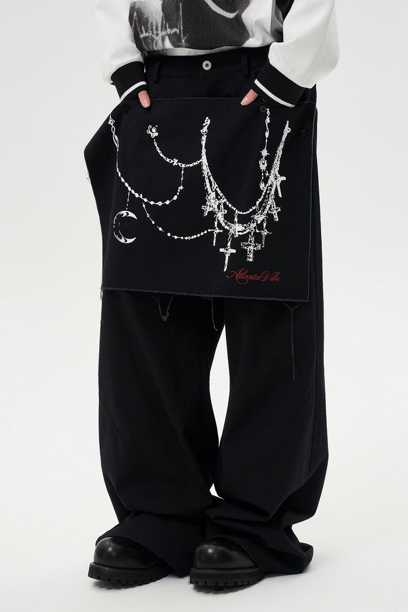 Detachable Drape Wide Leg Pants