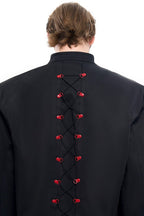 Drawstring Cropped Stand Collar Jacket