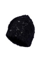 Embroidered Faux Mink Knit Beanie