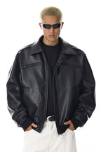 Distressed Textured Biker Jacket