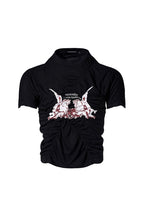 Ruched Graphic Fitted Tee