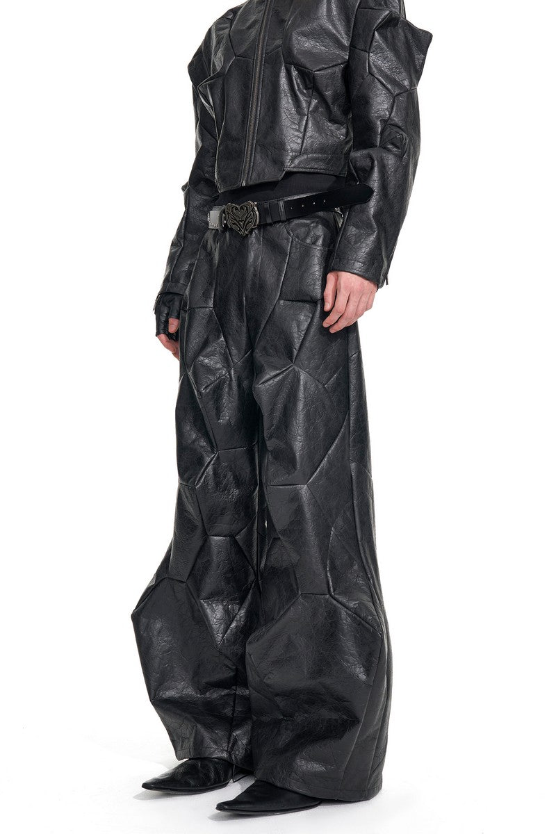 Deconstructed PU Irregular Cut Trousers