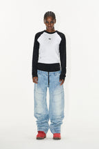 Double Waist Distorted Lumber Jeans