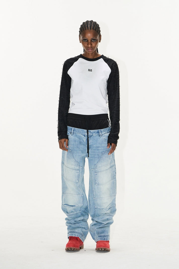 Double Waist Distorted Lumber Jeans