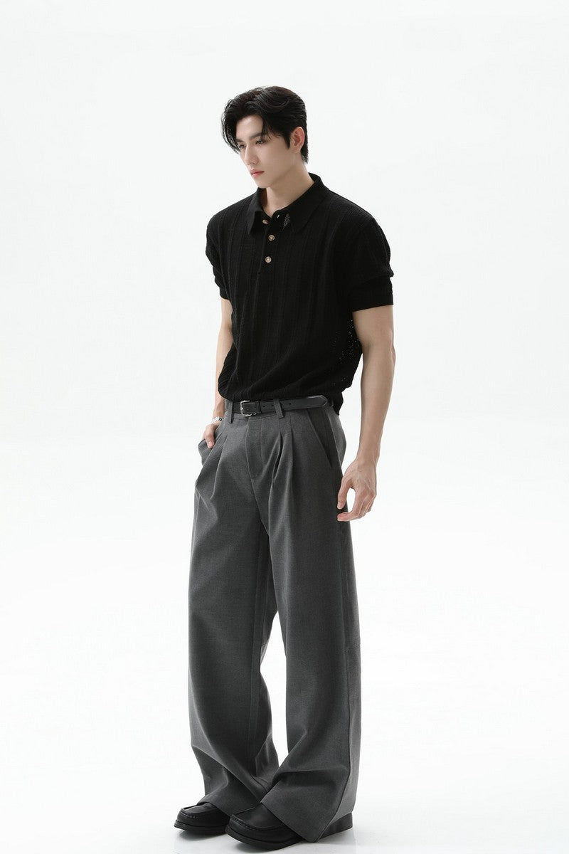 Textured Vintage Knit Polo Tee