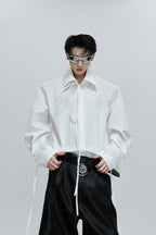 Detachable Bow Lace Trim Blouse